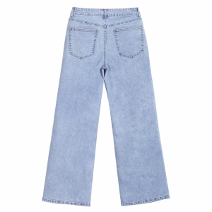 “Wild At Heart” Gothic Script & Text Printed Wide-Leg Denim Jeans
