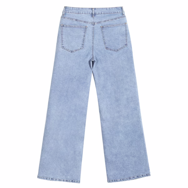 "Wild At Heart" Gothic Script & Text Printed Wide-Leg Denim Jeans collection product photo