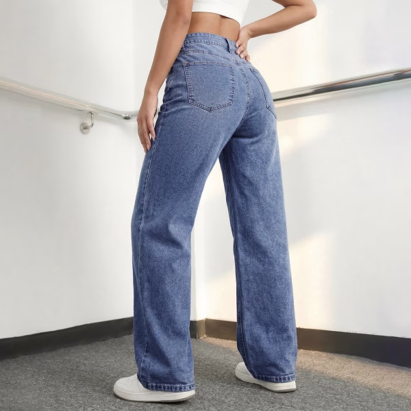 "Wild At Heart" Gothic Script & Text Printed Wide-Leg Denim Jeans collection product photo
