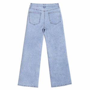 “Watercolor Cherry” Bow & Floral Wide-Leg Printed Denim Jeans