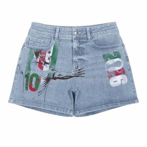 "Viva 2026" Soccer Player & Mexican Flag Printed Denim Shorts by JR JEANIUS WEAR