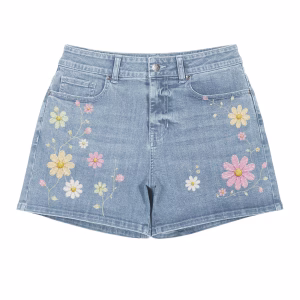 Floral Vine Printed Denim Shorts by JR JEANIUS WEAR